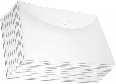 KRISHVIA plastic Side Button Document File Bag Container for Papers, Stationery(Set Of 12, Transparent)