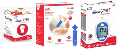 point of care 50strips + 100Lancets & Glucometer(White)