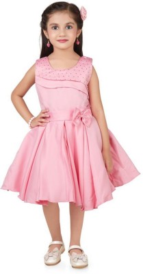 Blomster Indi Baby Girls Below Knee Festive/Wedding Dress(Pink, Sleeveless)