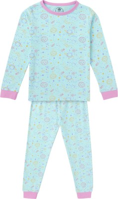 Cub McPaws Kids Nightwear Girls Printed Cotton(Multicolor Pack of 1)