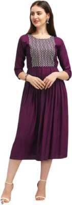 TRAHIMAM Women Embroidered Gown Kurta(Purple)