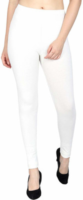 SriSaras Mid-Calf Length  Ethnic Wear Legging(White, Solid)