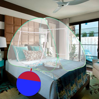 NM CREATION Polyester Adults Washable Green Mosquito Net Foldable Double Bed Net King Size Mosquito Net(Green, Tent)
