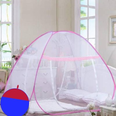 Paola Polyester Adults Washable Pink Mosquito Net Foldable Double Bed Net King Size Mosquito Net(Pink, Tent)
