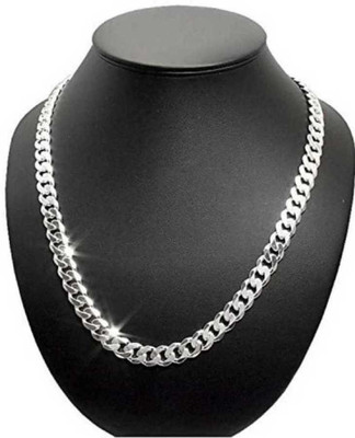 Dzinetrendz Stainless Steel Silver Chain For Men/Boys Silver Plated Silver, Stainless Steel, Steel Chain