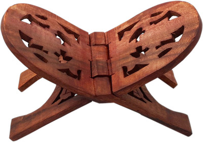 PUCHCHI Wood Folding Square Rehal Book Stand Wooden Brown Book Rest(Width (Open) = 19 cm : Height (Open) = 16.8 cm) deal from flipkart
