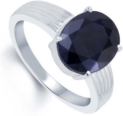 S KUMAR GEMS & JEWELS Certified Natural 9.25 Ratti or 8.50 Carat Blue Sapphire Stone (Neelam / Nilam ) Gemstone Sterling Silver Ring For Men And Women Silver Sapphire Ring