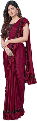Moonlight Embellished Bollywood Lycra Blend Saree(Maroon)