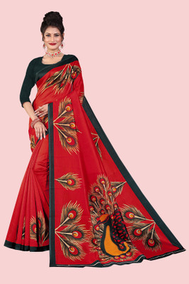 RUNAYA NX Printed Bollywood Art Silk Saree(Red)