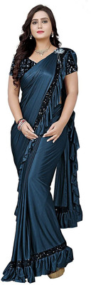 Moonlight Embellished Bollywood Lycra Blend Saree(Blue)