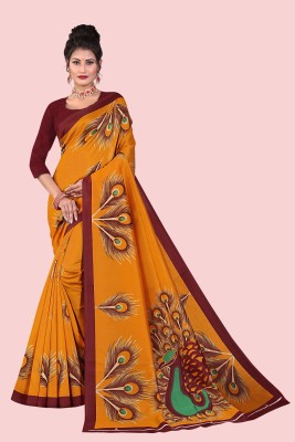 RUNAYA NX Printed Bollywood Art Silk Saree(Mustard)