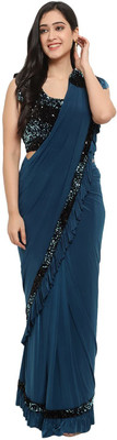 Moonlight Embellished Bollywood Lycra Blend Saree(Blue)