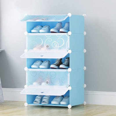 KROOH Metal, Plastic Collapsible Shoe Stand(Blue, 5 Shelves, DIY(Do-It-Yourself))