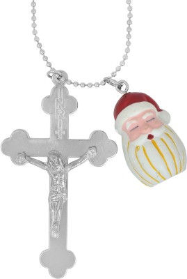 memoir Stainless Steel Jesus Cross Crucifix, Santa Claus Christian Christmas special jewellery chain pendant Men Women Boys Girls Silver Brass Pendant