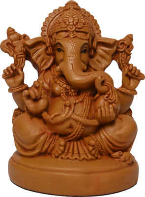 KariGhar Ganesh D0069 Decorative Showpiece  -  10 cm(Polyresin, Brown)