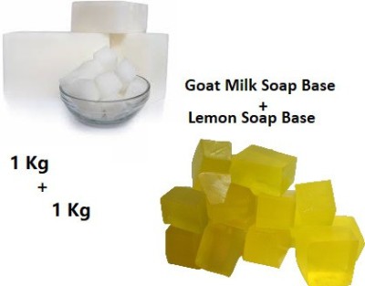 GEETARTH Combo Goat Milk Soap Base & Lemon Soap Base Soap Base To Makb Your Own Organic Soap SLS, SLES & Paraben Free (2 x 1000 g) 2 kg(2000 g)