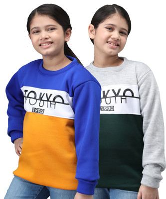 Trendy World Full Sleeve Color Block Girls Sweatshirt