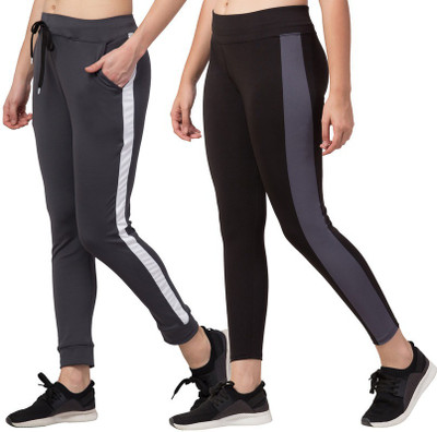 Bluecon Colorblock Women Grey, Black Track Pants