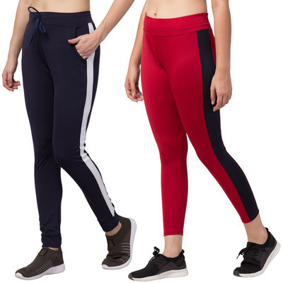 Bluecon Colorblock Women Red, Dark Blue Track Pants