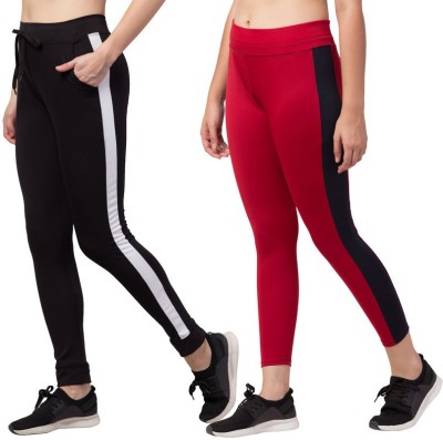 Bluecon Striped Women Black, Red Track Pants