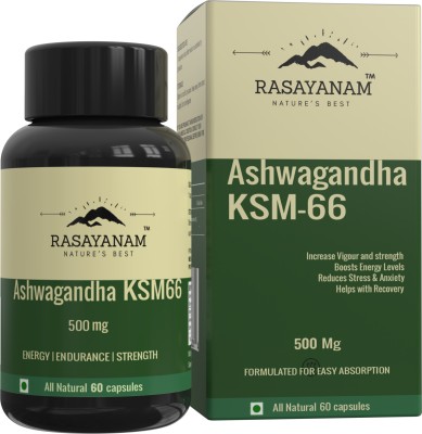Rasayanam Ashwagandha KSM-66 |Support Strength & Energy| Stress Relief(60 No)