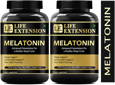 Life Extension Melatonin 5mg With Tagar 250mg & Vitamin B6 2mg For Healthy Sleep Cycle(2 x 60 Capsules)