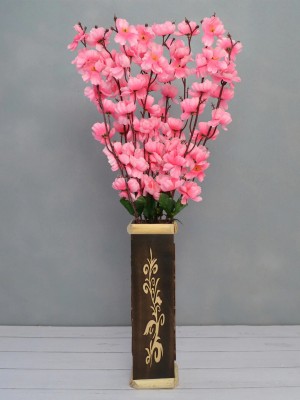 FOURWALLS Beautiful Artificial Decorative Cherry Blossom Flower Bunches for Home Décor (60 cm Tall, 9 Branches, Pink Peach Blossom Artificial Flower(23 inch, Pack of 1, Flower Bunch)