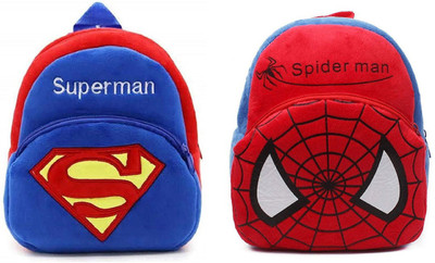 Bluemoon BM-Latch_combo of 2 blue superman, red spiderman_732 12 L Backpack(Multicolor)