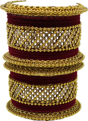 Anahat collection Metal, Fabric Gold-plated Bangle Set(Pack of 18)