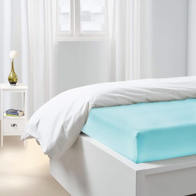 Relaxmax 210 TC Cotton King Solid Fitted (Elastic) Bedsheet(Pack of 1, Sky Blue)