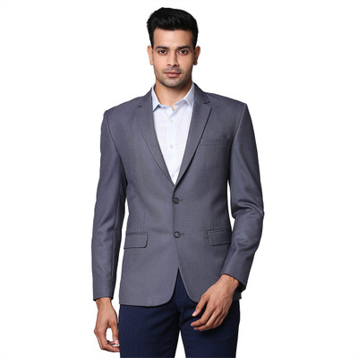 PARK AVENUE Solid Single Breasted Formal Men Blazer(Grey)