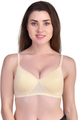Funahme Women T-Shirt Non Padded Bra(Beige)