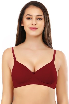 Funahme Women T-Shirt Non Padded Bra(Maroon)