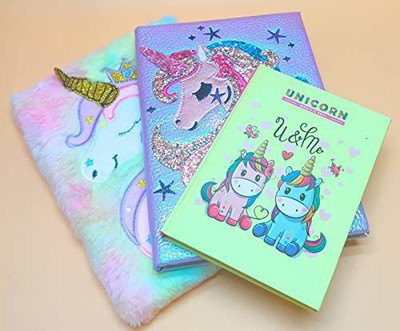 Tera13 unicorn A5 Diary ruled 80 Pages(Multicolor, Pack of 3)