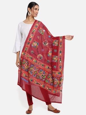 Vastraa Fusion Cotton Blend Embroidered, Printed Women Dupatta