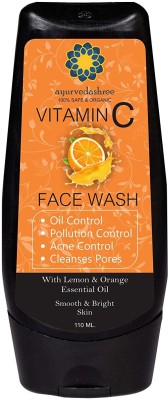 Ayurvedashree Vitamin C  110 Ml - Vitamin C Face Cleanser with Vitamin C, Lemon Essential Oil and Orange Essential Oil, Daily Skin Care, Neck & Décolleté  for All Skin Types Face Wash(110 ml)