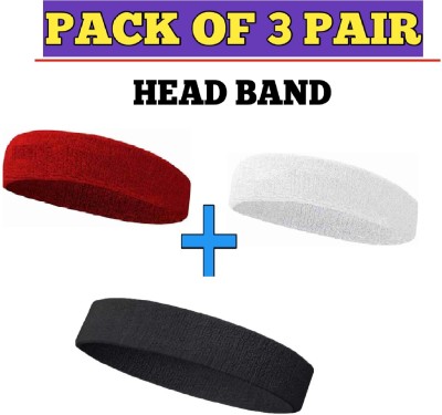 Fitty BOY, GIRLS HEAD BAND IN RED,WHITE & BLUE Fitness Band(Red, White, Black, Pack of 3)