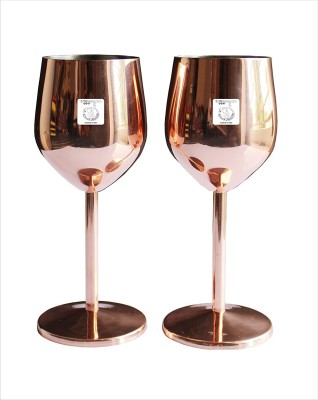 Thathera (Pack of 2) Stainless Steel Stemmed Wine Glasses, Shatter Proof Copper Coated Unbreakable Wine Glass Goblets,Premium Gift for Men and Women, Party Supplies Glass Set Wine Glass(150 ml, Copper, Gold)