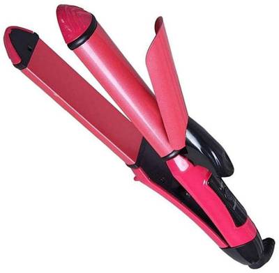 JOCOBOO Nova hai straightener NHC-2009 2 in 1 Hair Straightener Plus Curler Machine for Women, Pink Hair Straightener