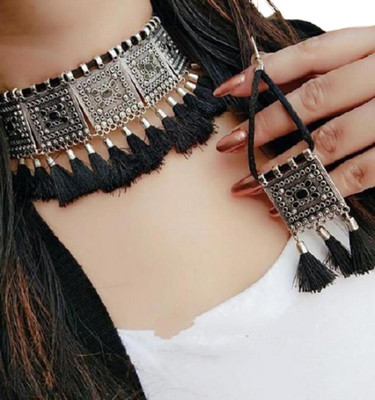 YUVAANSH COLLECTION Alloy Silver Silver, Black Jewellery Set(Pack of 1)