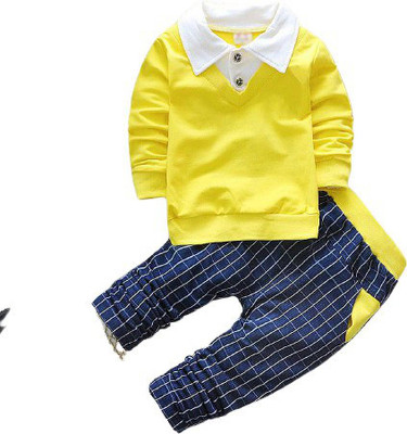 SROY ENTERPRISE Baby Boys Casual Shirt Track Pants(V NECK YELLOW)