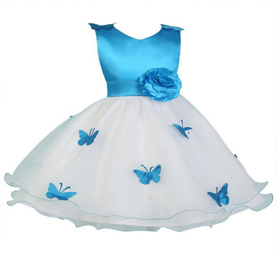 Wow princess Baby Girls Midi/Knee Length Casual Dress(Blue, Sleeveless)