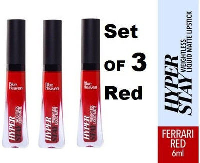 BLUE HEAVEN Hyperstay Matte (Red, 6 ml Each) Set Of 3(RED, 18 ml)