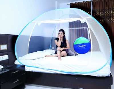 DAYGLOW Polyester Adults Washable Mosquito Net for Double Size Bed Mosquito Net(Blue, Tent)