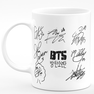 Abhirocks BTS Signature BTS BTS Bangtan Boys Ceramic Coffee Mug(350 ml)
