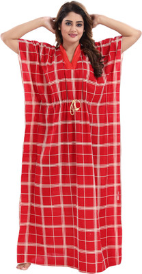INNER BEATS Women Nighty(Red, Multicolor)