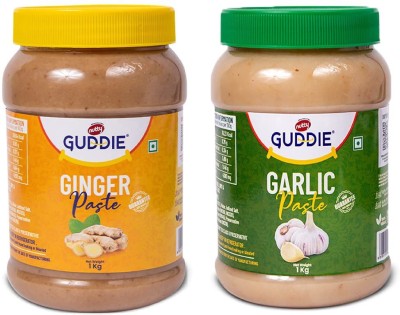Nutty Guddie Ginger + Garlic Paste Each 1 Kgs. - Natural, Fresh Ingredients, Quality Assured by Guddie(2 kg)