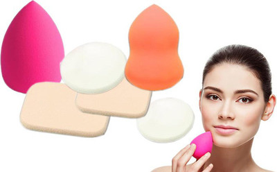 Nyamah sales Beauty Blender Makeup Sponge for Powder Foundation Skin-Friendly and Soft Dry and Wet Use Multi-colored Cosmetic Puff Set of 6