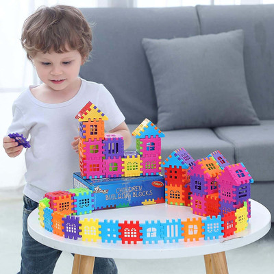 BOZICA TOP SELLING (72 Blocks + 30 Windows) Jumbo Happy Home House Building Blocks with Attractive Windows and Smooth Rounded Edges Learning toys Puzzle Toys Educational Toy and Games for Kids(102 Pieces)