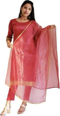 Preety World Solid Kurta, Trouser/Pant & Dupatta Set